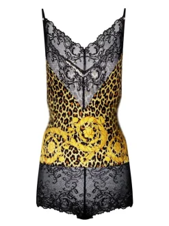 Tops Mit Spitze|Spaghettiträger Tops^Cadolle Teddy BODYSHIRT PANTHERE gold-schwarz von mit Seide schwarz-gold Animal Print mit Spitze