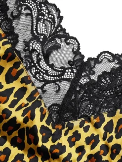 Tops Mit Spitze|Spaghettiträger Tops^Cadolle Teddy BODYSHIRT PANTHERE gold-schwarz von mit Seide schwarz-gold Animal Print mit Spitze