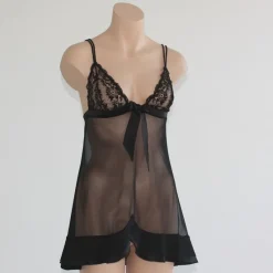 Alle Negligés^Exilia Tüll Baby-Doll NOELI von rot mit Seide schwarz oder rot