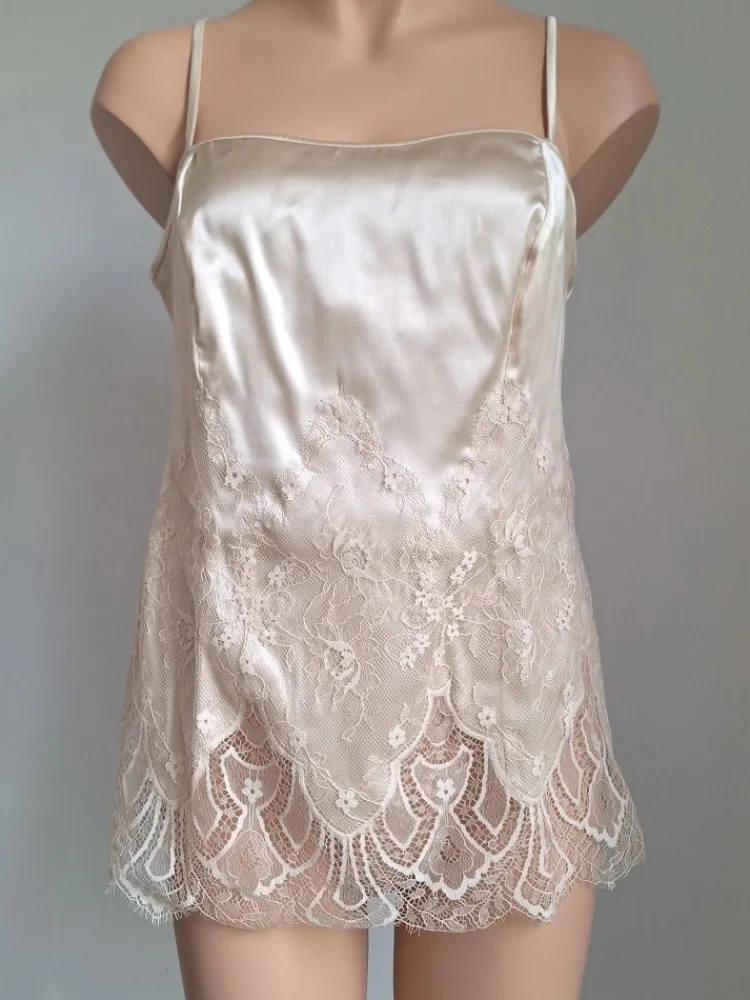 Tops Mit Spitze|Spaghettiträger Tops^Cotton Club Top BARBERA mit Seide und Spitze von