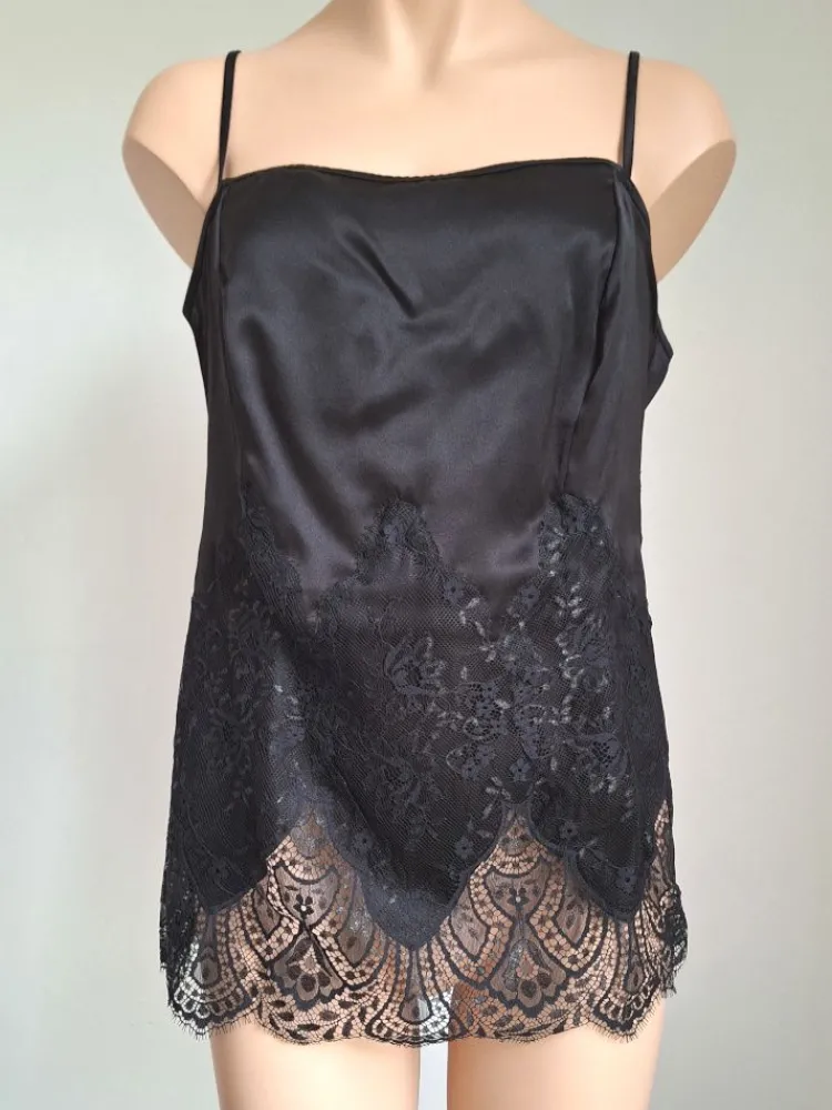 Tops Mit Spitze|Spaghettiträger Tops^Cotton Club Top BARBERA mit Seide und Spitze von