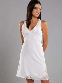 Alle Negligés|Unterkleider Mit Spitze^Cotton Club Träger Nachtkleid mit Baumwolle NATURALE Cotone Candy von