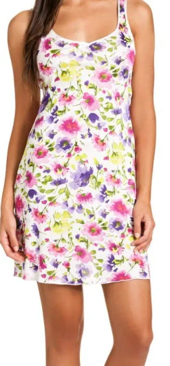 Strandkleider & Sommerkleider|Seidennachthemd^Gattina Träger-Nachtkleid AMALFI mit Blumendruck von Wirkseide Seidenmix