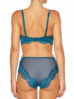 Alle Bhs^Millesia Triangel BH ADRIANA von mit Seide türkisblau oder gold-sand farben mit Spitze