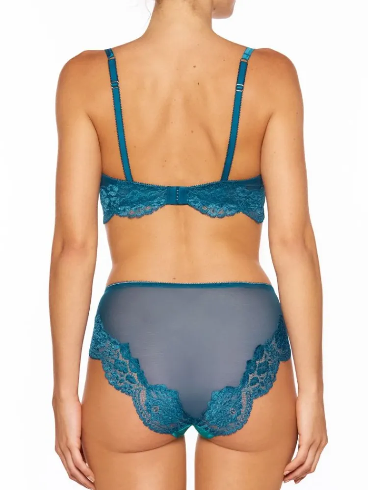 Alle Bhs^Millesia Triangel BH ADRIANA von mit Seide türkisblau oder gold-sand farben mit Spitze