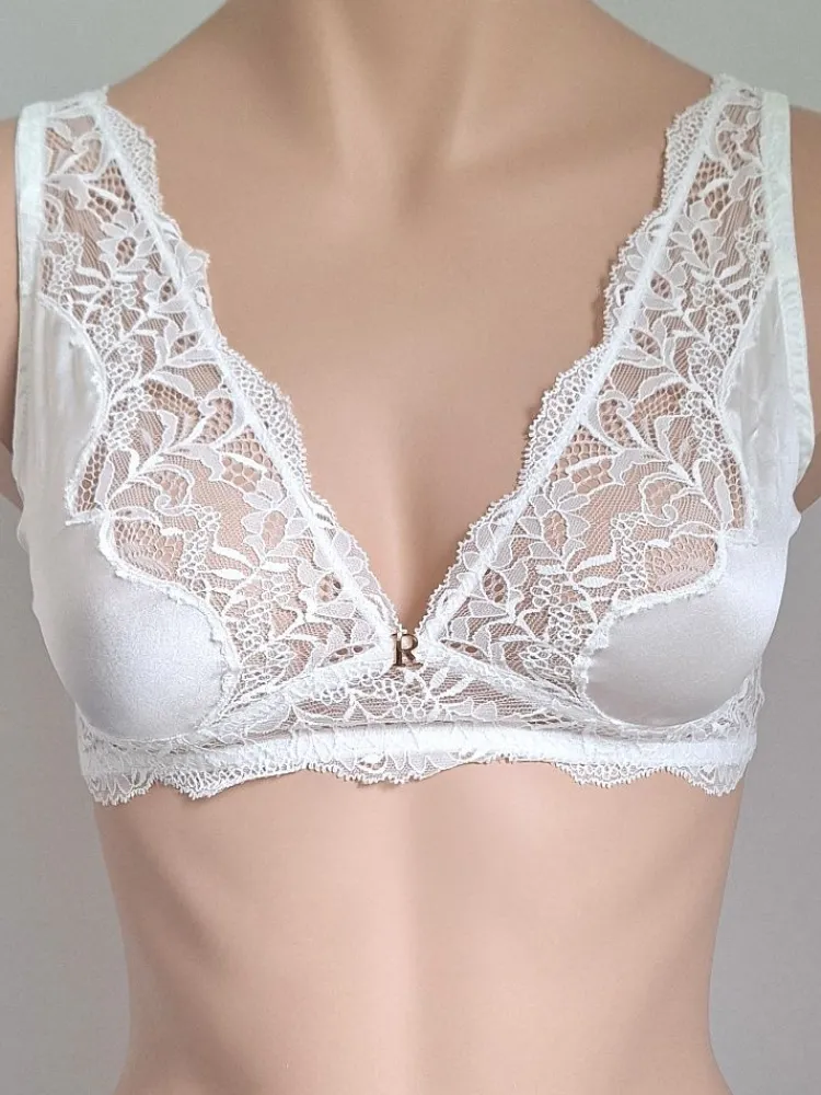 Alle Bhs^Ritratti Triangel BH SCARLETT weiss mit Seide von weiss mit Spitze