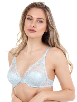 Alle Bhs^Prelude Triangel BH VALSE aus Spitze von Milano eisblau und schwarz