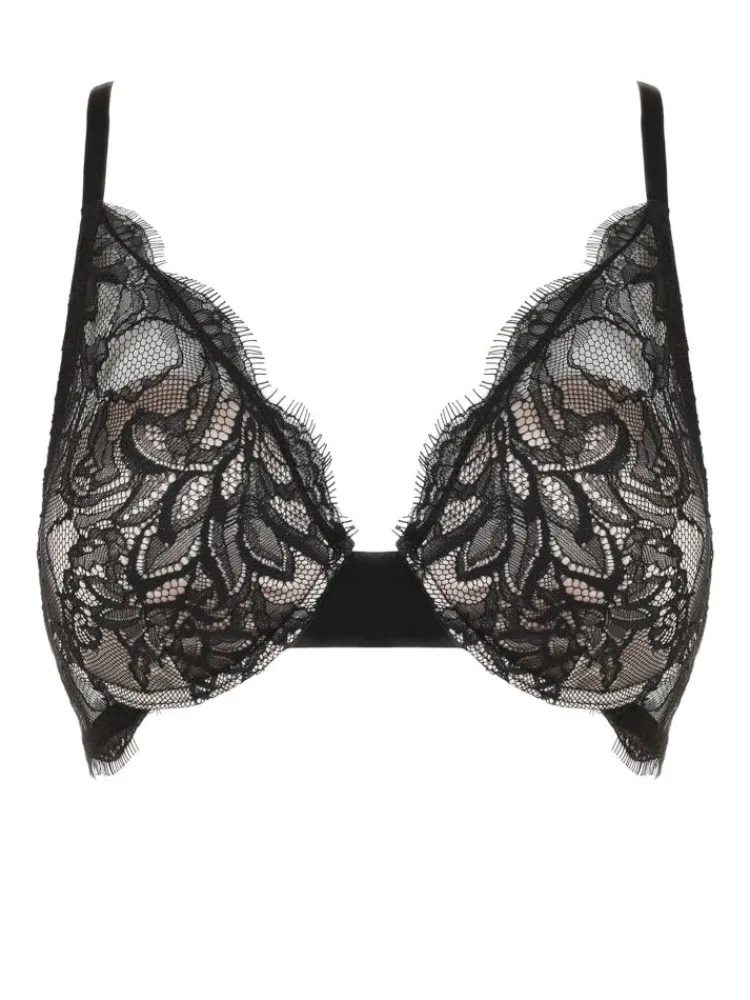 Alle Bhs^Prelude Triangel BH VALSE aus Spitze von Milano schwarz und eisblau