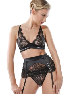 Alle Bhs^Prelude Triangel BH VALSE CRYSTAL aus Spitze von Milano schwarz und eisblau