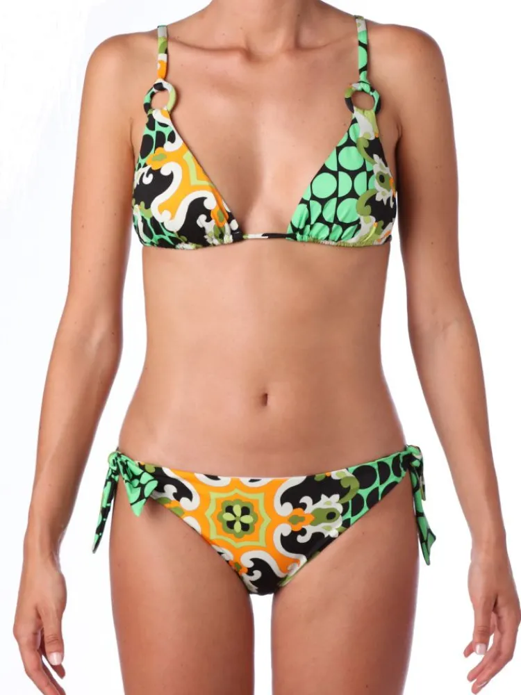 Badeanzug & Bikini^Ritratti Triangel Bikini BAHAMAS in grün-bunt von Mare grün-bunt mit einem Mustermix