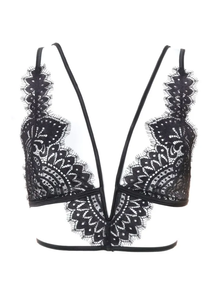 Alle Bhs^Prelude Triangel Longline BLACK SWAN BH aus Spitze von Milano rot und schwarz