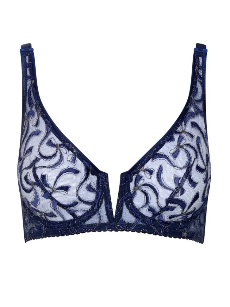 Alle Bhs^Cadolle Triangel-BH BLUE BOW von blau mit grauen Akzenten