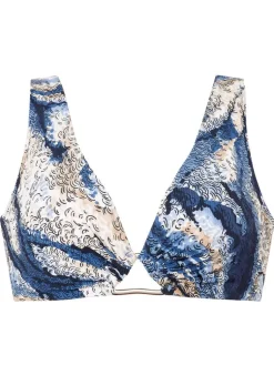 Badeanzug & Bikini^Pain de Sucre Triangel-Bikini SELENA TIZYA 66 blau-creme von blau-beige Wellenmuster