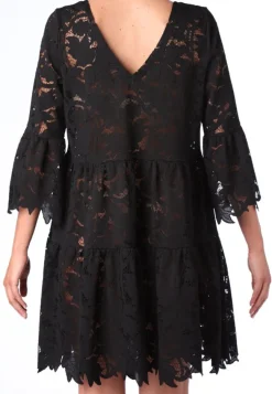 Strandkleider & Sommerkleider|Kaftan, Tunika & Pareo^Ritratti Tunika BARBADOS in schwarz aus Spitze von Mare schwarze florale Spitze