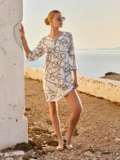 Strandkleider & Sommerkleider|Freizeit- & Reisekleidung^Fu00fcrstenberg Tunika LONG ISLAND von Fürstenberg naturweiß mit Print