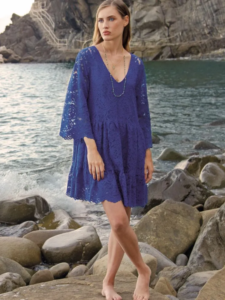 Strandkleider & Sommerkleider|Kaftan, Tunika & Pareo^Chiara Fiorini Tunikakleid aus Spitze ZAFFIRO blau von zaffiro royalblau