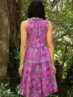 Strandkleider & Sommerkleider|Kaftan, Tunika & Pareo^Laetitia Beachwear Tunikakleid mit Seide CARA fuchsia von fuchsia mit Häkel Applikationen