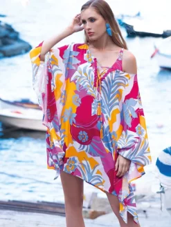 Strandkleider & Sommerkleider|Kaftan, Tunika & Pareo^Chiara Fiorini Viscose Foilardkleid FLIEDER PINK von