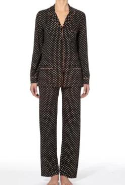 Feine Pyjamas^Ritratti Viscose Pyjama TRENDY schwarz gepunktet von schwarz mit Punkte Print