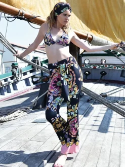 Strandhose & Jumpsuit|Freizeit- & Reisekleidung^Chiara Fiorini Viscose Strandhose BARI schwarz-bunt von