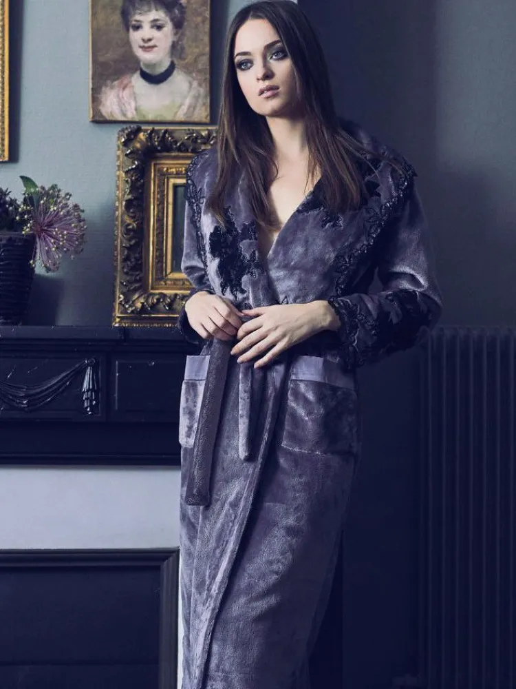 Bademantel|Lounge-Wear^Marjolaine Warmer Hausmantel FREDA lang von
