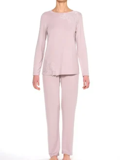 Lounge-Wear|Feine Pyjamas^IMEC Winter Pyjama ELIZABETH alt-rosa aus Modal von alt-rosa mit Spitze