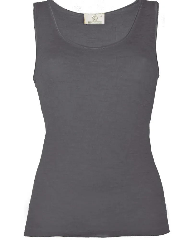 Wolle-Seide Tops|Camisole (Breite Träger)^Madiva Wolle-Seide Camisole Top RUGIADA SL pflanzlich gefärbt uni Ecofuture®