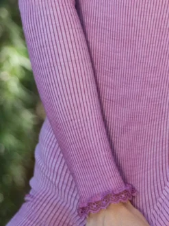 Shirt Mit Spitze|Wolle-Seide Shirts^Madiva Wolle-Seide Langarm Shirt BREEZE M/L gerippt von Ecofuture®