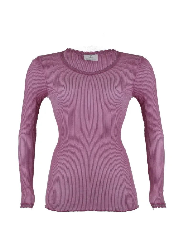 Shirt Mit Spitze|Wolle-Seide Shirts^Madiva Wolle-Seide Langarm Shirt BREEZE M/L gerippt von Ecofuture®