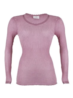 Shirt Mit Spitze|Wolle-Seide Shirts^Madiva Wolle-Seide Langarm Shirt BREEZE M/L gerippt von Ecofuture®