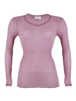 Shirt Mit Spitze|Wolle-Seide Shirts^Madiva Wolle-Seide Langarm Shirt BREEZE M/L gerippt von Ecofuture®