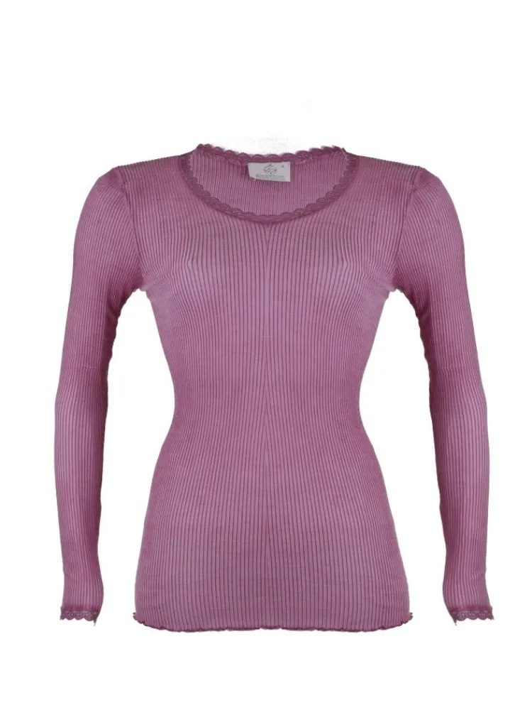 Shirt Mit Spitze|Wolle-Seide Shirts^Madiva Wolle-Seide Langarm Shirt BREEZE M/L gerippt von Ecofuture®