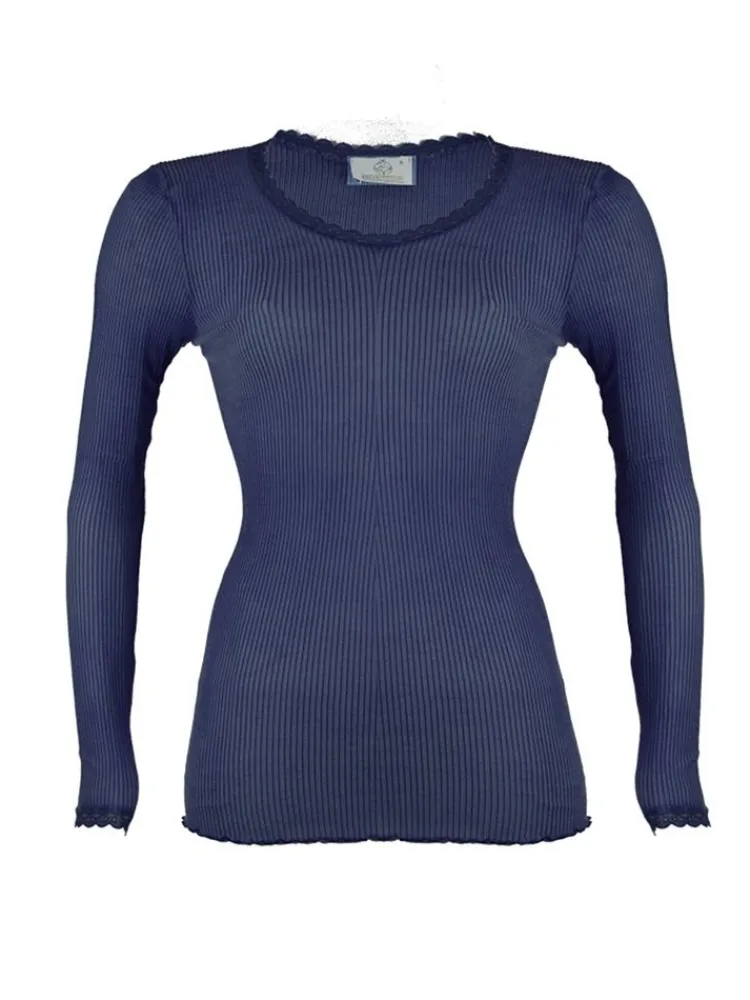 Shirt Mit Spitze|Wolle-Seide Shirts^Madiva Wolle-Seide Langarm Shirt BREEZE M/L gerippt von Ecofuture®