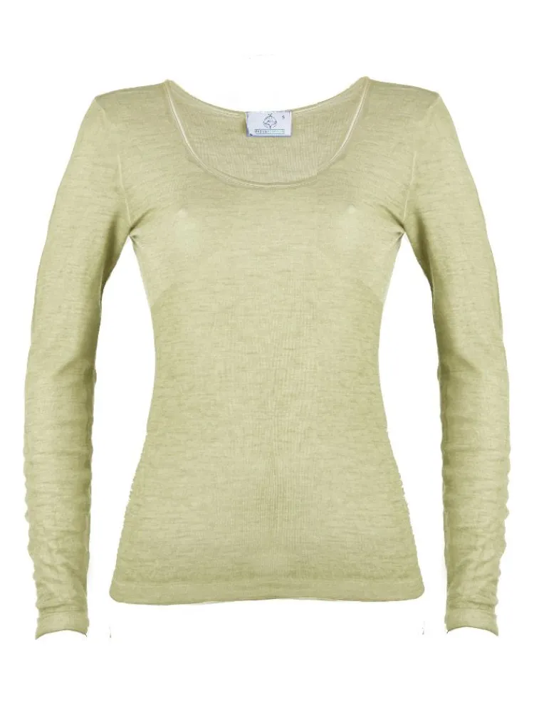 Wolle-Seide Shirts|Langarm^Madiva Wolle-Seide Langarm Shirt RUGIADA ML Pflanzenfarbe uni Ecofuture®