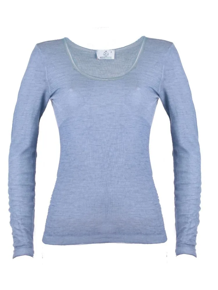 Wolle-Seide Shirts|Langarm^Madiva Wolle-Seide Langarm Shirt RUGIADA ML Pflanzenfarbe uni Ecofuture®