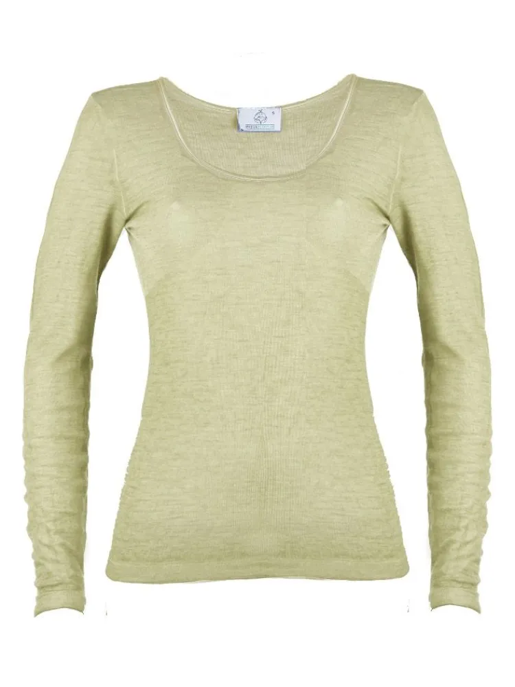 Wolle-Seide Shirts|Langarm^Madiva Wolle-Seide Langarm Shirt RUGIADA ML Pflanzenfarbe uni Ecofuture®