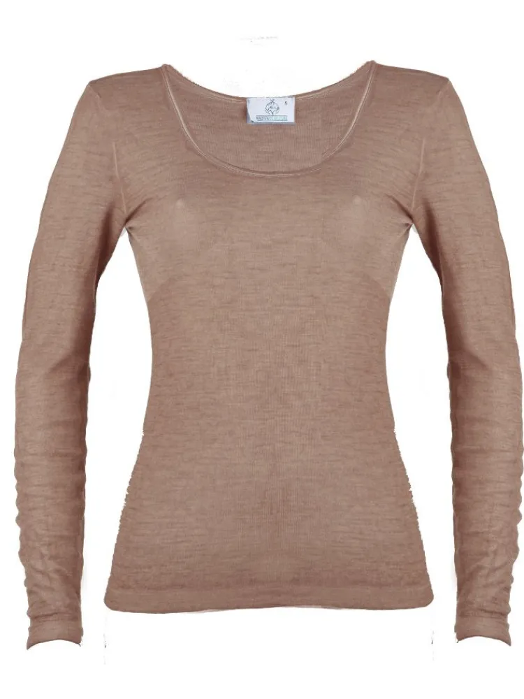 Wolle-Seide Shirts|Langarm^Madiva Wolle-Seide Langarm Shirt RUGIADA ML Pflanzenfarbe uni Ecofuture®