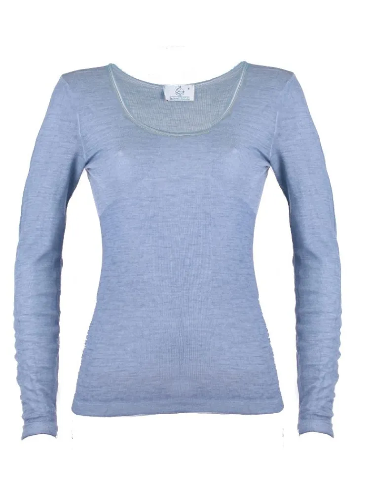 Wolle-Seide Shirts|Langarm^Madiva Wolle-Seide Langarm Shirt RUGIADA ML Pflanzenfarbe uni Ecofuture®