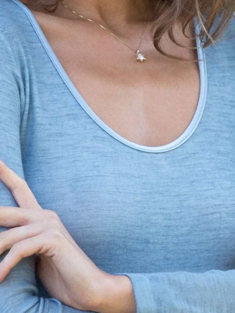 Wolle-Seide Shirts|Langarm^Madiva Wolle-Seide Langarm Shirt RUGIADA ML Pflanzenfarbe uni Ecofuture®