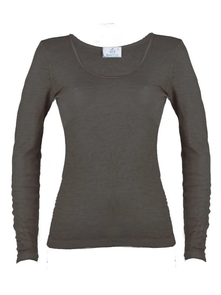 Wolle-Seide Shirts|Langarm^Madiva Wolle-Seide Langarm Shirt RUGIADA ML Pflanzenfarbe uni Ecofuture®