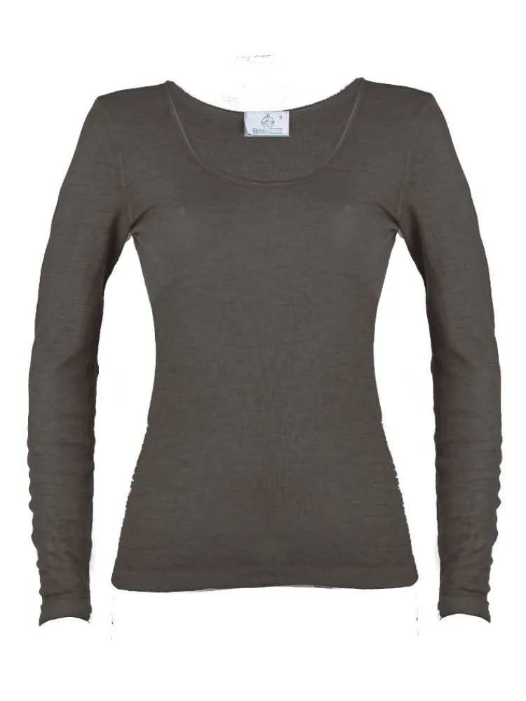 Wolle-Seide Shirts|Langarm^Madiva Wolle-Seide Langarm Shirt RUGIADA ML Pflanzenfarbe uni Ecofuture®