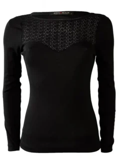 Shirt Mit Spitze|Wolle-Seide Shirts^Artimaglia Wolle-Seide LANGARM SHIRT mit Spitze von schwarz