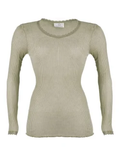 Shirt Mit Spitze|Wolle-Seide Shirts^Madiva Wolle-Seide Langarm Shirt BREEZE M/L gerippt uni von Ecofuture®