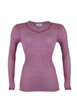 Shirt Mit Spitze|Wolle-Seide Shirts^Madiva Wolle-Seide Langarm Shirt BREEZE M/L gerippt uni von Ecofuture®