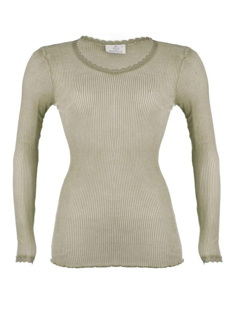 Shirt Mit Spitze|Wolle-Seide Shirts^Madiva Wolle-Seide Langarm Shirt BREEZE M/L gerippt uni von Ecofuture®