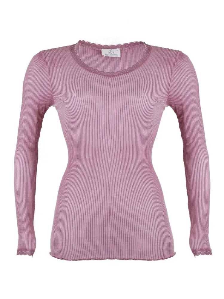 Shirt Mit Spitze|Wolle-Seide Shirts^Madiva Wolle-Seide Langarm Shirt BREEZE M/L gerippt uni von Ecofuture®