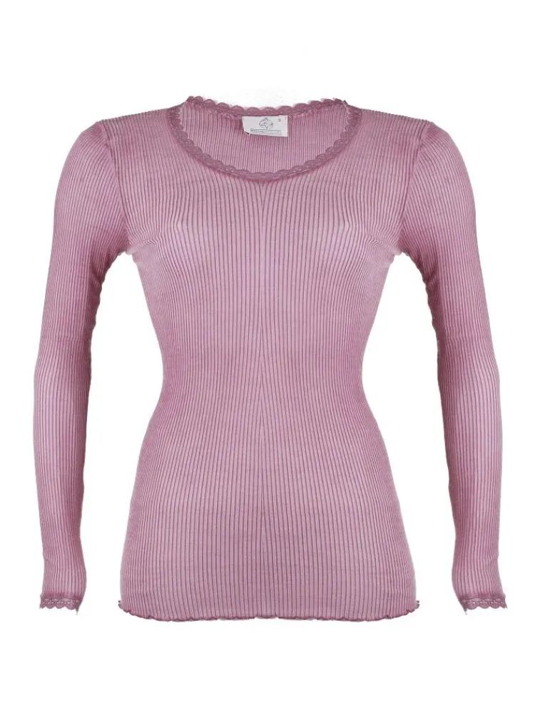 Shirt Mit Spitze|Wolle-Seide Shirts^Madiva Wolle-Seide Langarm Shirt BREEZE M/L gerippt uni von Ecofuture®