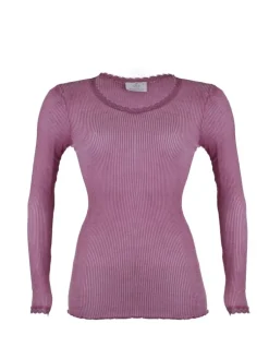 Shirt Mit Spitze|Wolle-Seide Shirts^Madiva Wolle-Seide Langarm Shirt BREEZE M/L gerippt uni von Ecofuture®