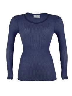 Shirt Mit Spitze|Wolle-Seide Shirts^Madiva Wolle-Seide Langarm Shirt BREEZE M/L gerippt uni von Ecofuture®