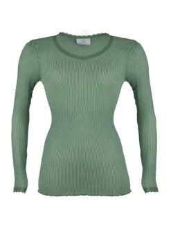 Shirt Mit Spitze|Wolle-Seide Shirts^Madiva Wolle-Seide Langarm Shirt BREEZE M/L gerippt uni von Ecofuture®